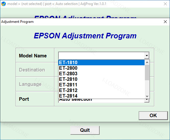 โปรแกรมเคลียร์ซับหมึก Epson ET-1810 ET-2800 ET-2803 ET-2810 ET-2811 ET-2812 ET-2814 ET-2815 ET-2820 ET-2821 ET-2825 ET-2826 ET-4800 (EURO) ฟรี