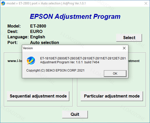 โปรแกรมเคลียร์ซับหมึก Epson ET-1810 ET-2800 ET-2803 ET-2810 ET-2811 ET-2812 ET-2814 ET-2815 ET-2820 ET-2821 ET-2825 ET-2826 ET-4800 (EURO) ฟรี