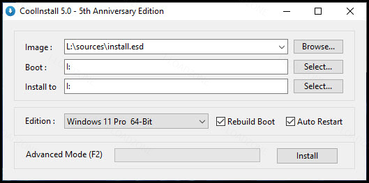 CoolInstall 5 ล่าสุด Plus โปรแกรมติดตั้งระบบ Windows ฟรี