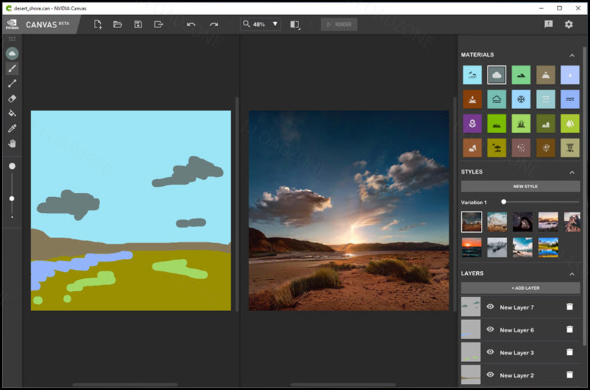 NVIDIA Canvas 1 ล่าสุด Beta โปรแกรมวาดภาพเสมือนจริง ด้วย AI ฟรี