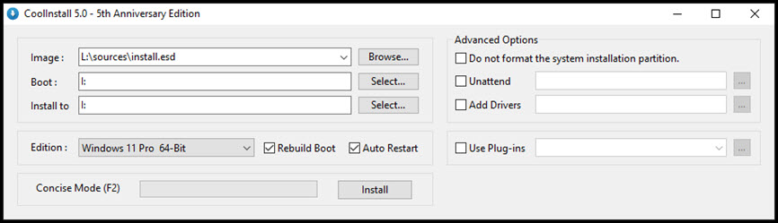 CoolInstall 5 ล่าสุด Plus โปรแกรมติดตั้งระบบ Windows ฟรี