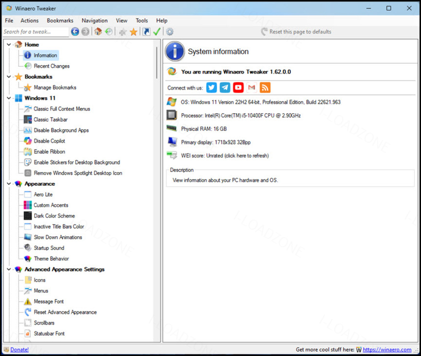 Winaero Tweaker 1 ล่าสุด โปรแกรมปรับแต่ง Windows ฟรี