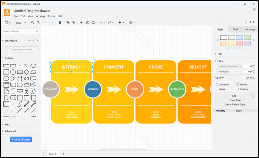 Draw.io Desktop 26 ล่าสุด โปรแกรมสร้างแผนภูมิ Flowchart / Diagram ฟรี