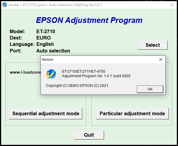 โปรแกรมเคลียร์ซับหมึก Epson ET-2710 ET-2711 ET-4700 (EURO) ฟรี
