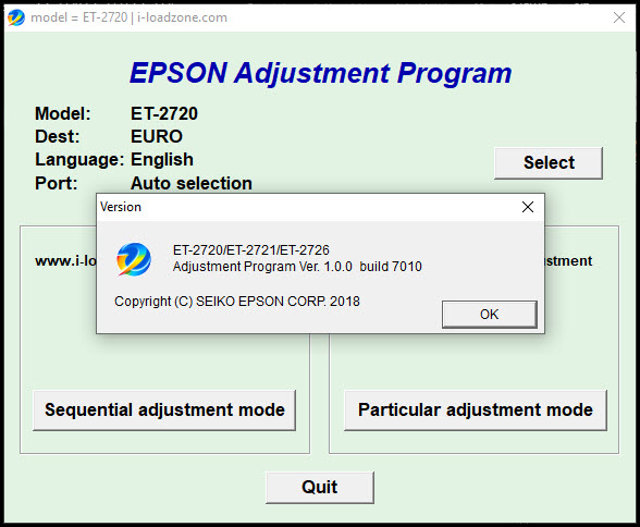 โปรแกรมเคลียร์ซับหมึก Epson ET-2720 ET-2721 ET-2726 (EURO) ฟรี