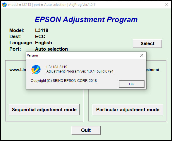 โปรแกรมเคลียร์ซับหมึก Epson L3118 L3119 (ECC) ฟรี