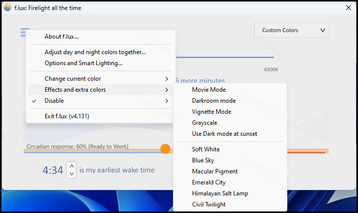 f.lux 4.141 โปรแกรมลดแสงสีฟ้าหน้าจอคอมพิวเตอร์และถนอมสายตาอัจฉริยะ