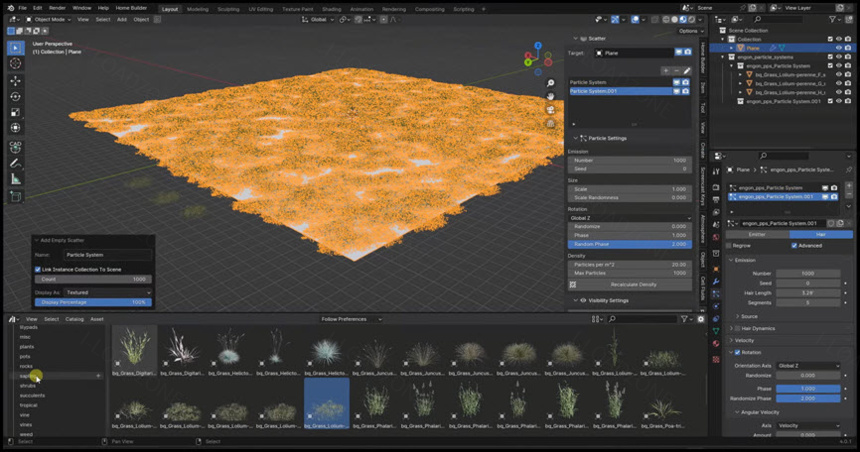 BLENDER MARKET – BOTANIQ 7.0 คลังต้นไม้ ใบหญ้า สำหรับ BLENDER โปรแกรม