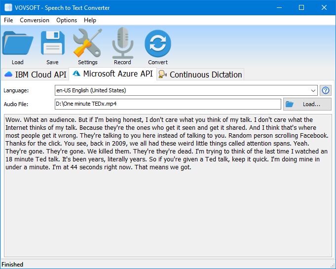 VovSoft Speech to Text Converter 5.4 โปรแกรมแปลงเสียงพูดเป็นข้อความ