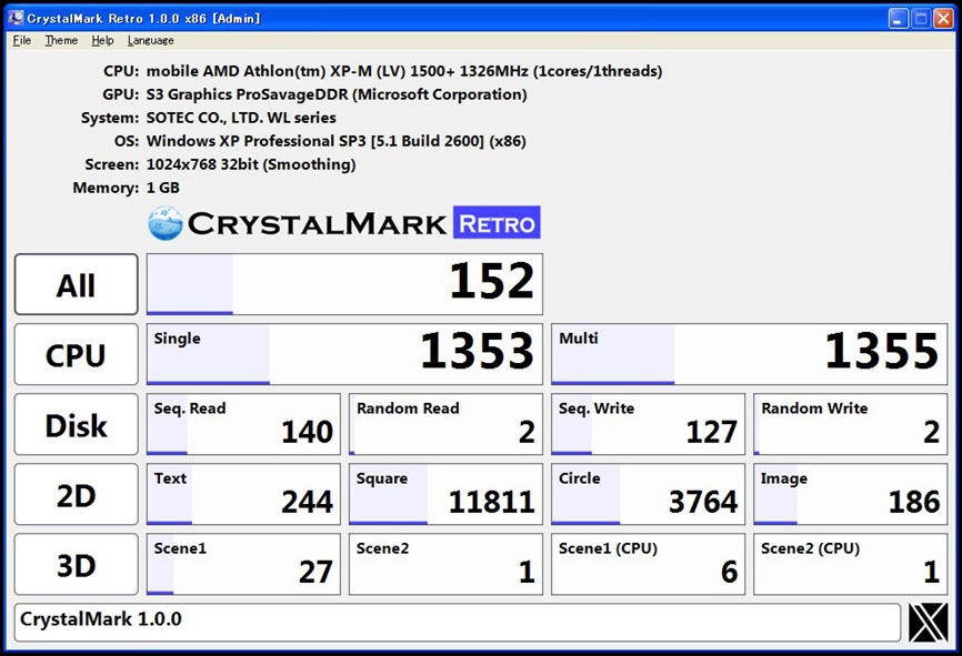 CrystalMark Retro 2 ล่าสุด โปรแกรมวัดประสิทธิภาพฮาร์ดดิสก์