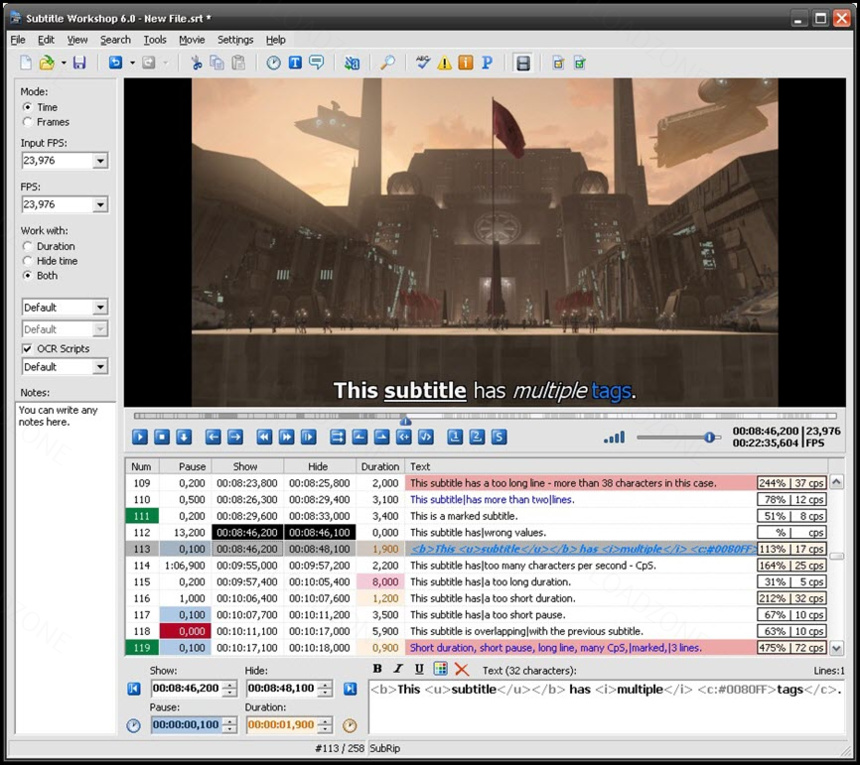 Subtitle Workshop 6 ล่าสุด + Portable โปรแกรมสร้างและแก้ไขซับไตเติลวิดีโอฟรีสารพัดประโยชน์