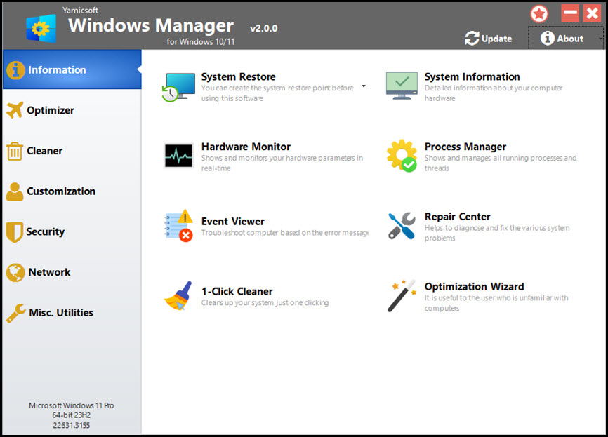 Yamicsoft Windows Manager 2 ล่าสุด ชุดเครื่องมือปรับแต่ง Windows ให้แรงและเสถียรที่สุด โปรแกรม