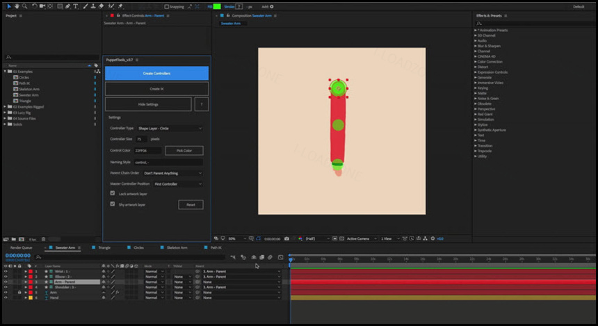 PuppetTools 3 ล่าสุด ปลั๊กอิน Rigging สำหรับ After Effects โปรแกรม