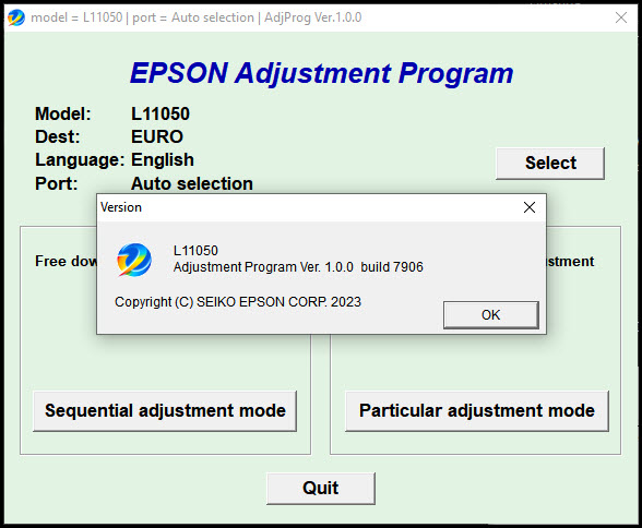 โปรแกรมเคลียร์ซับหมึก Epson L11050 (EURO) ฟรี